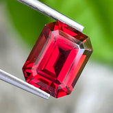 Shimmering Red Rhodolite Garnet 3.35 carats Emerald Cut Gemstone from Madagascar